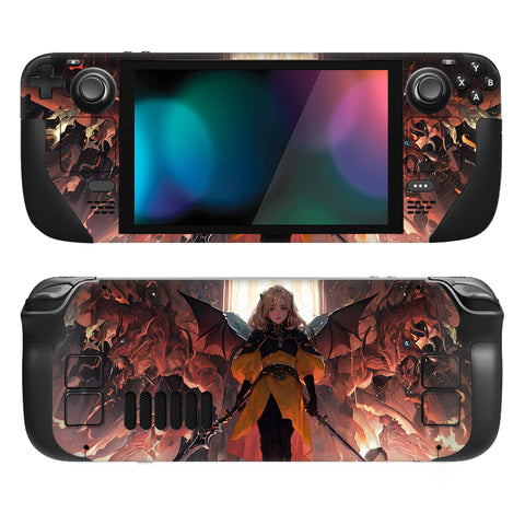 PlayVital Full Set Protective Skin Decal for Steam Deck LCD, Custom Stickers Vinyl Cover for Steam Deck OLED - Infernal Messenger - SDTM067