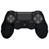 PlayVital Line & Dot Black Silicone Cover Skin for ps4 Controller, Anti-Slip Soft Protector Case Cover with Thumb Grip Caps for ps4 for ps4 Slim for ps4 Pro Controller - CLRP4P001