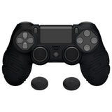 PlayVital Line & Dot Black Silicone Cover Skin for ps4 Controller, Anti-Slip Soft Protector Case Cover with Thumb Grip Caps for ps4 for ps4 Slim for ps4 Pro Controller - CLRP4P001