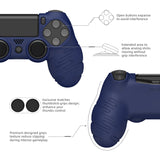 PlayVital Line & Dot Midnight Blue Silicone Cover Skin for ps4 Controller, Anti-Slip Soft Protector Case Cover with Thumb Grip Caps for ps4 for ps4 Slim for ps4 Pro Controller - CLRP4P005