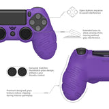 PlayVital Line & Dot Purple Silicone Cover Skin for ps4 Controller, Anti-Slip Soft Protector Case Cover with Thumb Grip Caps for ps4 for ps4 Slim for ps4 Pro Controller - CLRP4P004