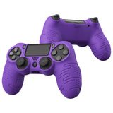 PlayVital Line & Dot Purple Silicone Cover Skin for ps4 Controller, Anti-Slip Soft Protector Case Cover with Thumb Grip Caps for ps4 for ps4 Slim for ps4 Pro Controller - CLRP4P004