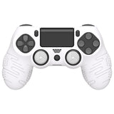 PlayVital Line & Dot White Silicone Cover Skin for ps4 Controller, Anti-Slip Soft Protector Case Cover with Thumb Grip Caps for ps4 for ps4 Slim for ps4 Pro Controller - CLRP4P002