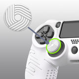 PlayVital Line & Dot White Silicone Cover Skin for ps4 Controller, Anti-Slip Soft Protector Case Cover with Thumb Grip Caps for ps4 for ps4 Slim for ps4 Pro Controller - CLRP4P002