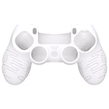 PlayVital Line & Dot White Silicone Cover Skin for ps4 Controller, Anti-Slip Soft Protector Case Cover with Thumb Grip Caps for ps4 for ps4 Slim for ps4 Pro Controller - CLRP4P002