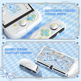 PlayVital Magic Wings Protective Case for Nintendo Switch OLED with Extra Stand, Dockable Hard Shell Cover + Silicone Grips for Switch OLED with Thumb Grip Caps, Daily Protection - White - XYMSOP001