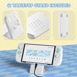 PlayVital Magic Wings Protective Case for Nintendo Switch OLED with Extra Stand, Dockable Hard Shell Cover + Silicone Grips for Switch OLED with Thumb Grip Caps, Daily Protection - White - XYMSOP001