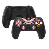 PlayVital Magic Wings Protective Silicone Cover Skin for PS5 Controller – Soft Anti-Slip Grip Protector Case for PS5 Controller with Thumbstick Caps & Themed Stickers, Charging Station Compatible - Black - YLEPFP001
