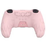 PlayVital Magic Wings Protective Silicone Cover Skin for PS5 Controller – Soft Anti-Slip Grip Protector Case for PS5 Controller with Thumbstick Caps & Themed Stickers, Charging Station Compatible - Pink - YLEPFP003