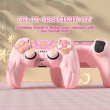 PlayVital Magic Wings Protective Silicone Cover Skin for PS5 Controller – Soft Anti-Slip Grip Protector Case for PS5 Controller with Thumbstick Caps & Themed Stickers, Charging Station Compatible - Pink - YLEPFP003