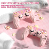 PlayVital Magic Wings Protective Silicone Cover Skin for PS5 Controller – Soft Anti-Slip Grip Protector Case for PS5 Controller with Thumbstick Caps & Themed Stickers, Charging Station Compatible - Pink - YLEPFP003