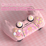 PlayVital Magic Wings Protective Silicone Cover Skin for PS5 Controller – Soft Anti-Slip Grip Protector Case for PS5 Controller with Thumbstick Caps & Themed Stickers, Charging Station Compatible - Pink - YLEPFP003