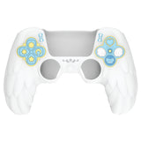 PlayVital Magic Wings Protective Silicone Cover Skin for PS5 Controller – Soft Anti-Slip Grip Protector Case for PS5 Controller with Thumbstick Caps & Themed Stickers, Charging Station Compatible - White - YLEPFP002