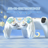 PlayVital Magic Wings Protective Silicone Cover Skin for PS5 Controller – Soft Anti-Slip Grip Protector Case for PS5 Controller with Thumbstick Caps & Themed Stickers, Charging Station Compatible - White - YLEPFP002