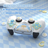 PlayVital Magic Wings Protective Silicone Cover Skin for PS5 Controller – Soft Anti-Slip Grip Protector Case for PS5 Controller with Thumbstick Caps & Themed Stickers, Charging Station Compatible - White - YLEPFP002