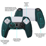 PlayVital Mecha Edition Racing Green Ergonomic Soft Controller Silicone Case Grips for PS5 Controller, Rubber Protector Skins with Thumbstick Caps for PS5 Controller – Compatible with Charging Station - JGPF004