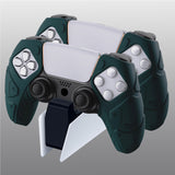 PlayVital Mecha Edition Racing Green Ergonomic Soft Controller Silicone Case Grips for PS5 Controller, Rubber Protector Skins with Thumbstick Caps for PS5 Controller – Compatible with Charging Station - JGPF004