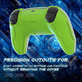 PlayVital Mecha Edition Silicone Cover Compatible with ps5 Controller with 2 Joystick Caps and 6 Stickers, Shockproof Non-Slip Grip Protector Accessories, Fits for ps5 Charging Station - Neon Green - KKBPFP004
