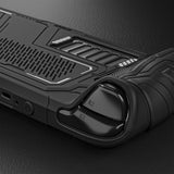 PlayVital Mecha Protective Case for Steam Deck – Anti-Slip Silicone Grip Cover for Steam Deck OLED & LCD, Shockproof Shell with Back Button Enhancement Set & Thumb Grips & Stickers - Black - JAGSDP001