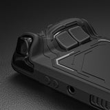 PlayVital Mecha Protective Case for Steam Deck – Anti-Slip Silicone Grip Cover for Steam Deck OLED & LCD, Shockproof Shell with Back Button Enhancement Set & Thumb Grips & Stickers - Black - JAGSDP001