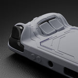 PlayVital Mecha Protective Case for Steam Deck – Anti-Slip Silicone Grip Cover for Steam Deck OLED & LCD, Shockproof Shell with Back Button Enhancement Set & Thumb Grips & Stickers - Gray - JAGSDP004