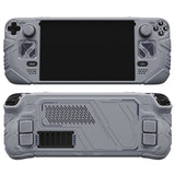 PlayVital Mecha Protective Case for Steam Deck – Anti-Slip Silicone Grip Cover for Steam Deck OLED & LCD, Shockproof Shell with Back Button Enhancement Set & Thumb Grips & Stickers - Gray - JAGSDP004
