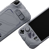 PlayVital Mecha Protective Case for Steam Deck – Anti-Slip Silicone Grip Cover for Steam Deck OLED & LCD, Shockproof Shell with Back Button Enhancement Set & Thumb Grips & Stickers - Gray - JAGSDP004