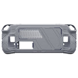 PlayVital Mecha Protective Case for Steam Deck – Anti-Slip Silicone Grip Cover for Steam Deck OLED & LCD, Shockproof Shell with Back Button Enhancement Set & Thumb Grips & Stickers - Gray - JAGSDP004