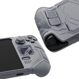 PlayVital Mecha Protective Case for Steam Deck – Anti-Slip Silicone Grip Cover for Steam Deck OLED & LCD, Shockproof Shell with Back Button Enhancement Set & Thumb Grips & Stickers - Gray - JAGSDP004