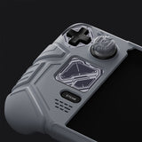 PlayVital Mecha Protective Case for Steam Deck – Anti-Slip Silicone Grip Cover for Steam Deck OLED & LCD, Shockproof Shell with Back Button Enhancement Set & Thumb Grips & Stickers - Gray - JAGSDP004