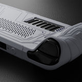 PlayVital Mecha Protective Case for Steam Deck – Anti-Slip Silicone Grip Cover for Steam Deck OLED & LCD, Shockproof Shell with Back Button Enhancement Set & Thumb Grips & Stickers - Gray - JAGSDP004