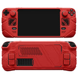 PlayVital Mecha Protective Case for Steam Deck – Anti-Slip Silicone Grip Cover for Steam Deck OLED & LCD, Shockproof Shell with Back Button Enhancement Set & Thumb Grips & Stickers - Red - JAGSDP003