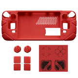 PlayVital Mecha Protective Case for Steam Deck – Anti-Slip Silicone Grip Cover for Steam Deck OLED & LCD, Shockproof Shell with Back Button Enhancement Set & Thumb Grips & Stickers - Red - JAGSDP003