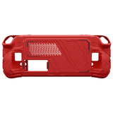 PlayVital Mecha Protective Case for Steam Deck – Anti-Slip Silicone Grip Cover for Steam Deck OLED & LCD, Shockproof Shell with Back Button Enhancement Set & Thumb Grips & Stickers - Red - JAGSDP003