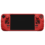 PlayVital Mecha Protective Case for Steam Deck – Anti-Slip Silicone Grip Cover for Steam Deck OLED & LCD, Shockproof Shell with Back Button Enhancement Set & Thumb Grips & Stickers - Red - JAGSDP003