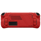 PlayVital Mecha Protective Case for Steam Deck – Anti-Slip Silicone Grip Cover for Steam Deck OLED & LCD, Shockproof Shell with Back Button Enhancement Set & Thumb Grips & Stickers - Red - JAGSDP003
