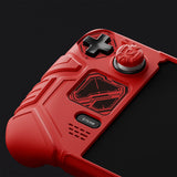 PlayVital Mecha Protective Case for Steam Deck – Anti-Slip Silicone Grip Cover for Steam Deck OLED & LCD, Shockproof Shell with Back Button Enhancement Set & Thumb Grips & Stickers - Red - JAGSDP003
