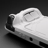 PlayVital Mecha Protective Case for Steam Deck – Anti-Slip Silicone Grip Cover for Steam Deck OLED & LCD, Shockproof Shell with Back Button Enhancement Set & Thumb Grips & Stickers - White - JAGSDP002