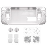 PlayVital Mecha Protective Case for Steam Deck – Anti-Slip Silicone Grip Cover for Steam Deck OLED & LCD, Shockproof Shell with Back Button Enhancement Set & Thumb Grips & Stickers - White - JAGSDP002