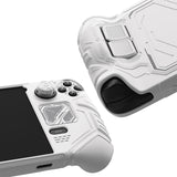 PlayVital Mecha Protective Case for Steam Deck – Anti-Slip Silicone Grip Cover for Steam Deck OLED & LCD, Shockproof Shell with Back Button Enhancement Set & Thumb Grips & Stickers - White - JAGSDP002