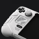 PlayVital Mecha Protective Case for Steam Deck – Anti-Slip Silicone Grip Cover for Steam Deck OLED & LCD, Shockproof Shell with Back Button Enhancement Set & Thumb Grips & Stickers - White - JAGSDP002