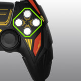 PlayVital Mecha Rhino Silicone Cover for PS5 Controller with Thumb Grips & Stickers, Anti-Slip Controller Grip Skin Accessories Compatible with PS5 Charging Station - Black & Caution Red - HZAPFP002