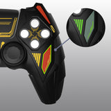 PlayVital Mecha Rhino Silicone Cover for PS5 Controller with Thumb Grips & Stickers, Anti-Slip Controller Grip Skin Accessories Compatible with PS5 Charging Station - Black & Caution Red - HZAPFP002