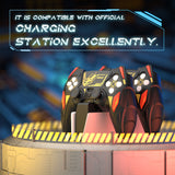 PlayVital Mecha Rhino Silicone Cover for PS5 Controller with Thumb Grips & Stickers, Anti-Slip Controller Grip Skin Accessories Compatible with PS5 Charging Station - Black & Caution Red - HZAPFP002