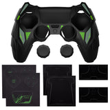 PlayVital Mecha Rhino Silicone Cover for PS5 Controller with Thumb Grips & Stickers, Anti-Slip Controller Grip Skin Accessories Compatible with PS5 Charging Station - Black & Green - HZAPFP001