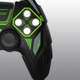 PlayVital Mecha Rhino Silicone Cover for PS5 Controller with Thumb Grips & Stickers, Anti-Slip Controller Grip Skin Accessories Compatible with PS5 Charging Station - Black & Green - HZAPFP001