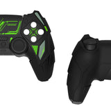 PlayVital Mecha Rhino Silicone Cover for PS5 Controller with Thumb Grips & Stickers, Anti-Slip Controller Grip Skin Accessories Compatible with PS5 Charging Station - Black & Green - HZAPFP001