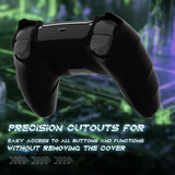 PlayVital Mecha Rhino Silicone Cover for PS5 Controller with Thumb Grips & Stickers, Anti-Slip Controller Grip Skin Accessories Compatible with PS5 Charging Station - Black & Green - HZAPFP001