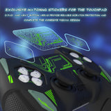 PlayVital Mecha Rhino Silicone Cover for PS5 Controller with Thumb Grips & Stickers, Anti-Slip Controller Grip Skin Accessories Compatible with PS5 Charging Station - Black & Green - HZAPFP001