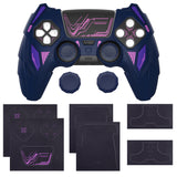 PlayVital Mecha Rhino Silicone Cover for PS5 Controller with Thumb Grips & Stickers, Anti-Slip Controller Grip Skin Accessories Compatible with PS5 Charging Station - Midnight Blue & Purple - HZAPFP005